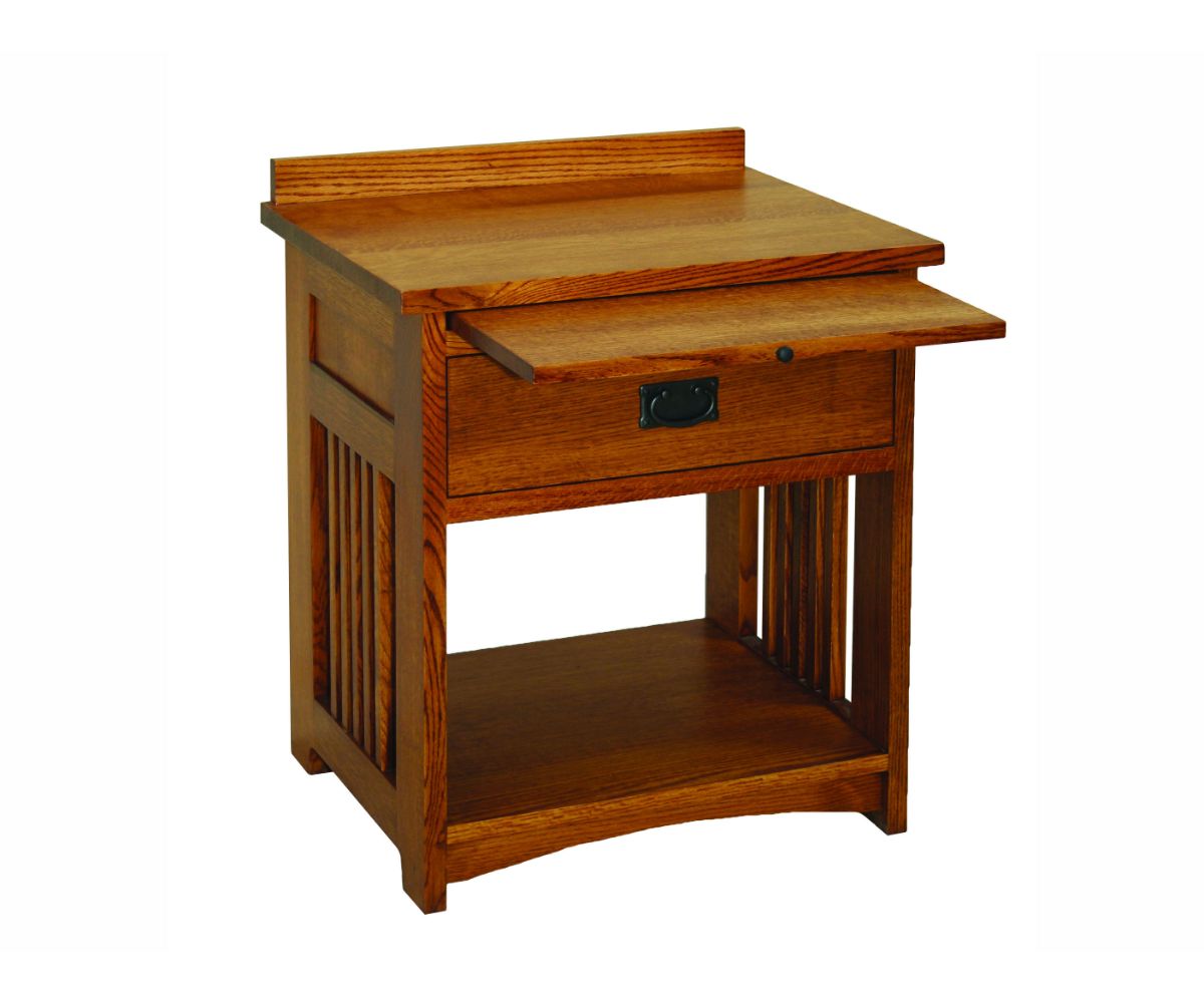 Amish Solid Wood Spanish Mission 1-Drawer Nightstand with Pullout - snyders.furniture