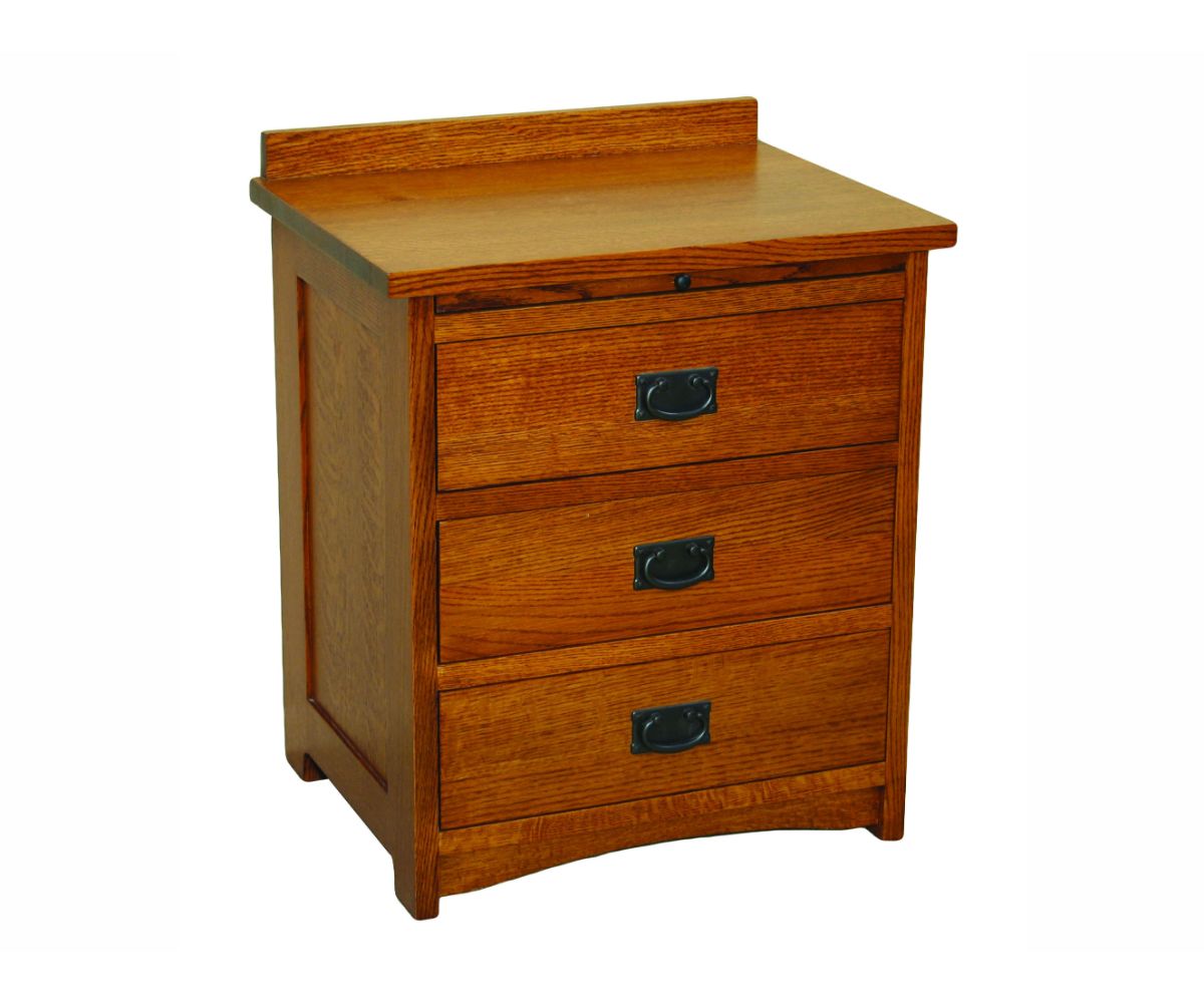 Amish Solid Wood Spanish Mission 3-Drawer Nightstand with Pullout - snyders.furniture