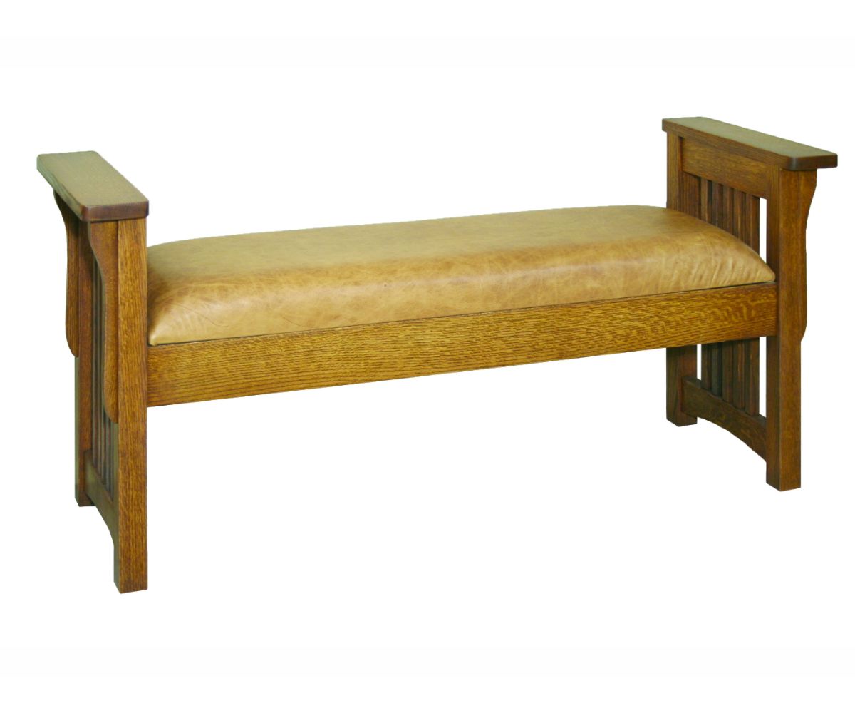 Amish Solid Wood Spanish Mission Dressing Bench - snyders.furniture