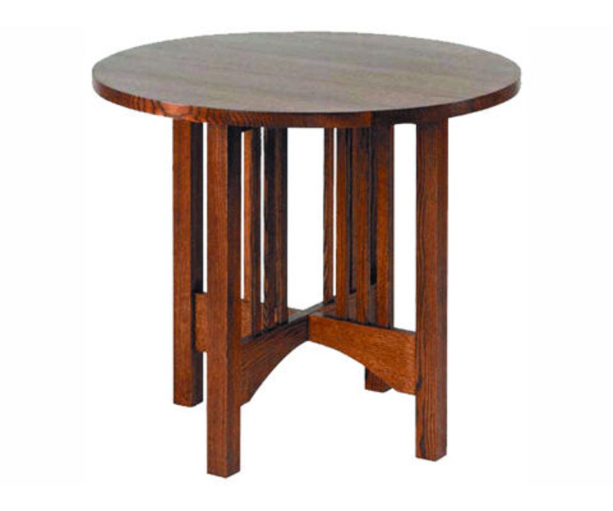 Amish Solid Wood Spanish Mission Round End Table - snyders.furniture