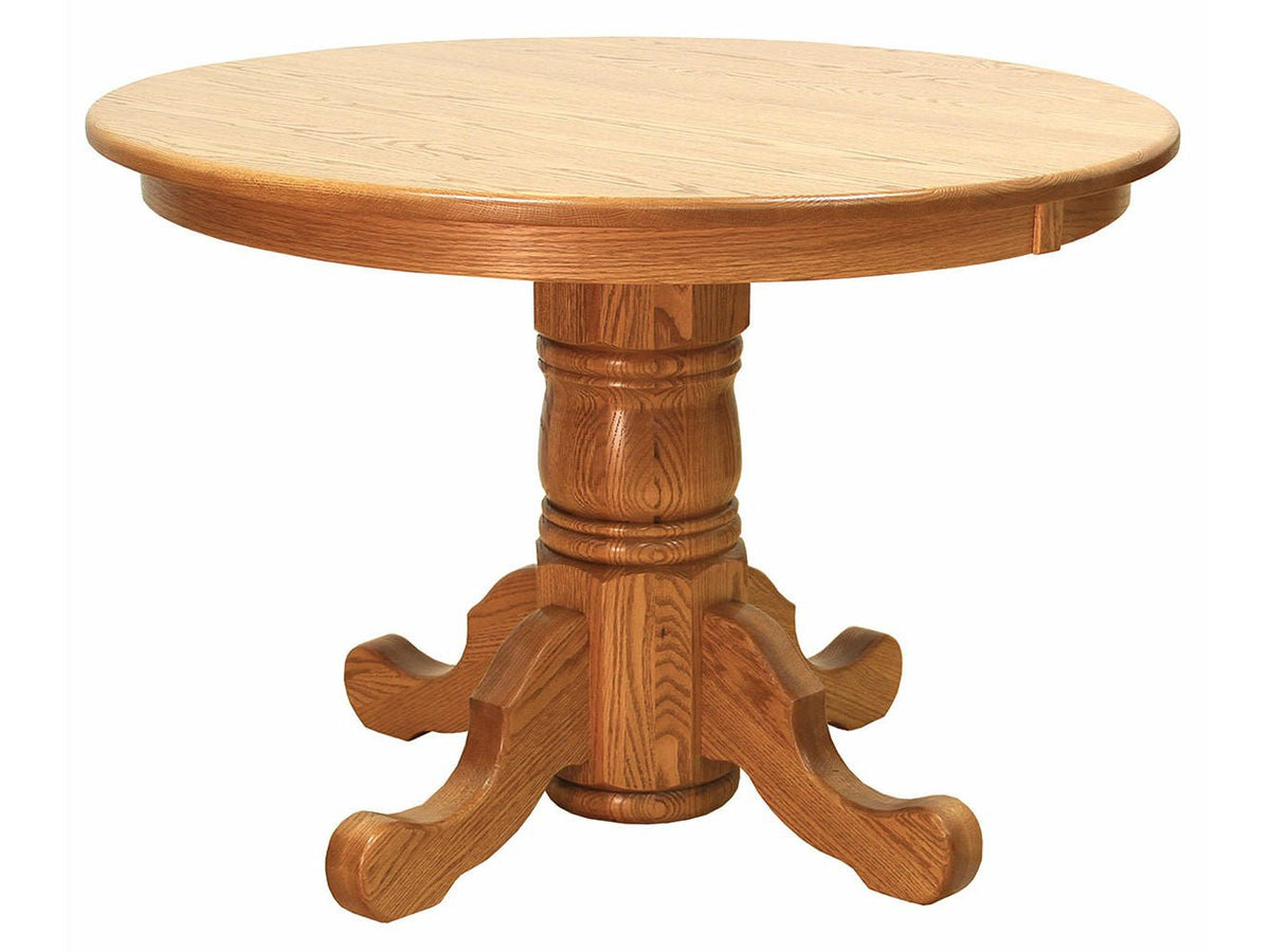 Amish Solid Wood Turned Single Pedestal Table - snyders.furniture