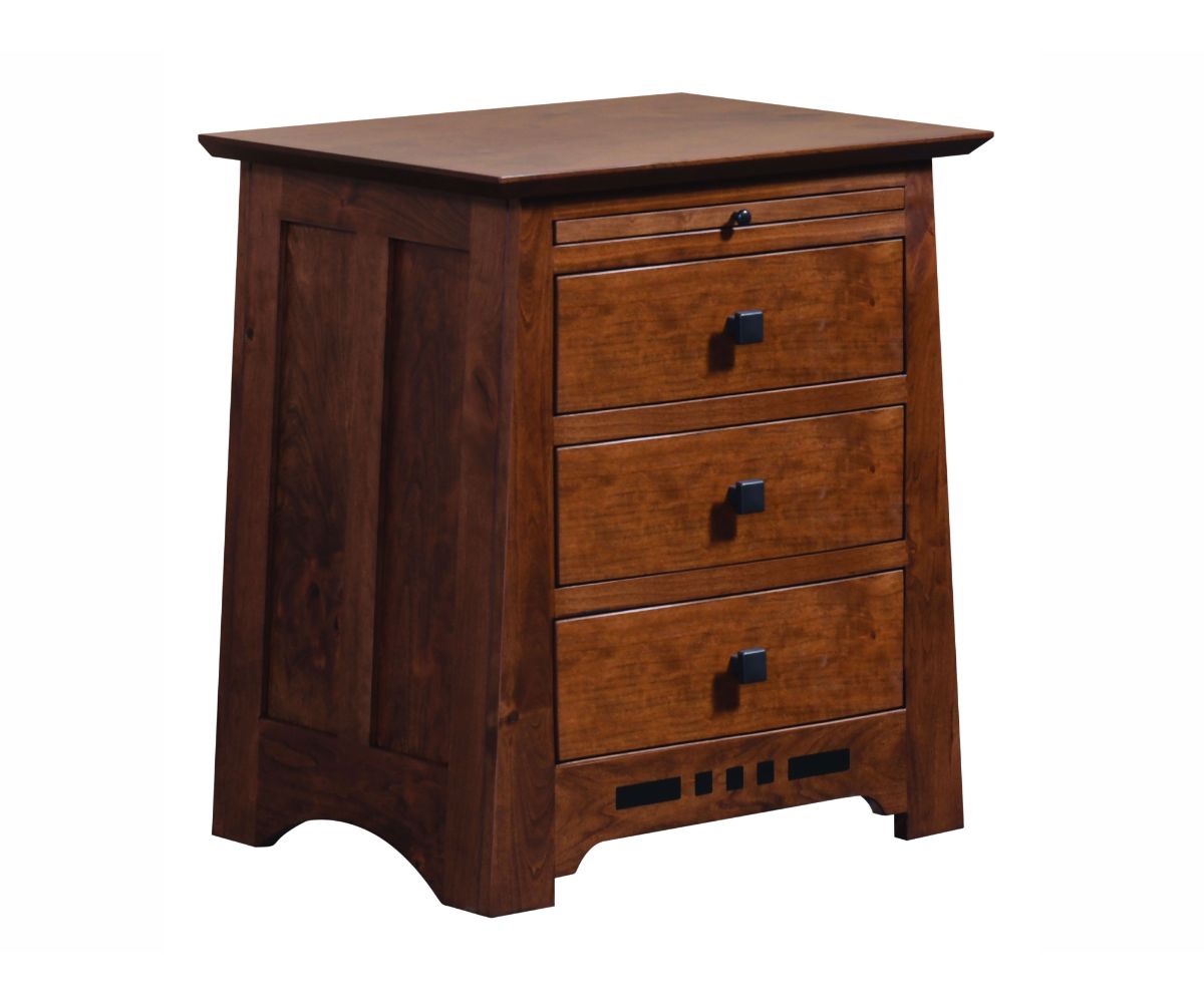 Amish Solid Wood Van Nuys 3-Drawer Nightstand with Pullout - snyders.furniture