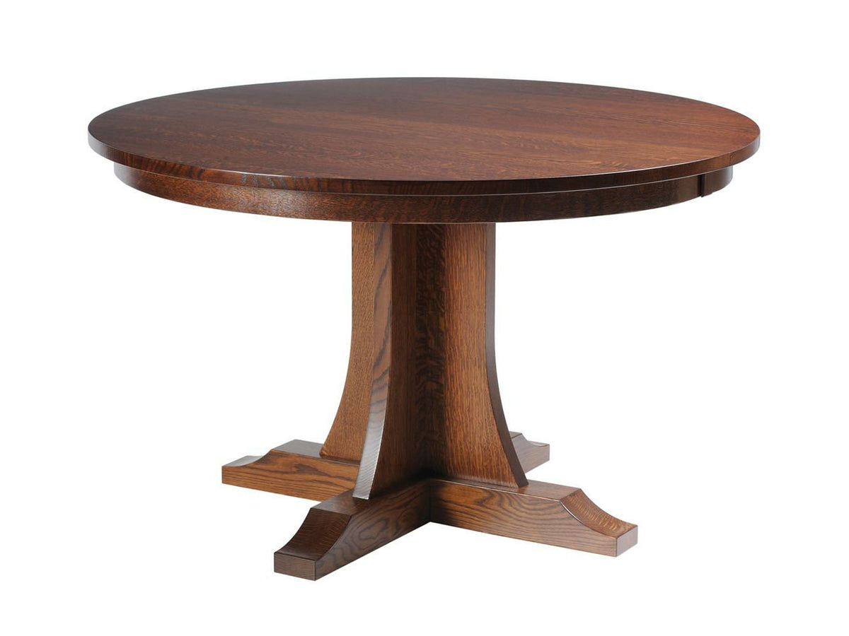 Amish Solid Wood Yuma Mission Single Pedestal Table - snyders.furniture