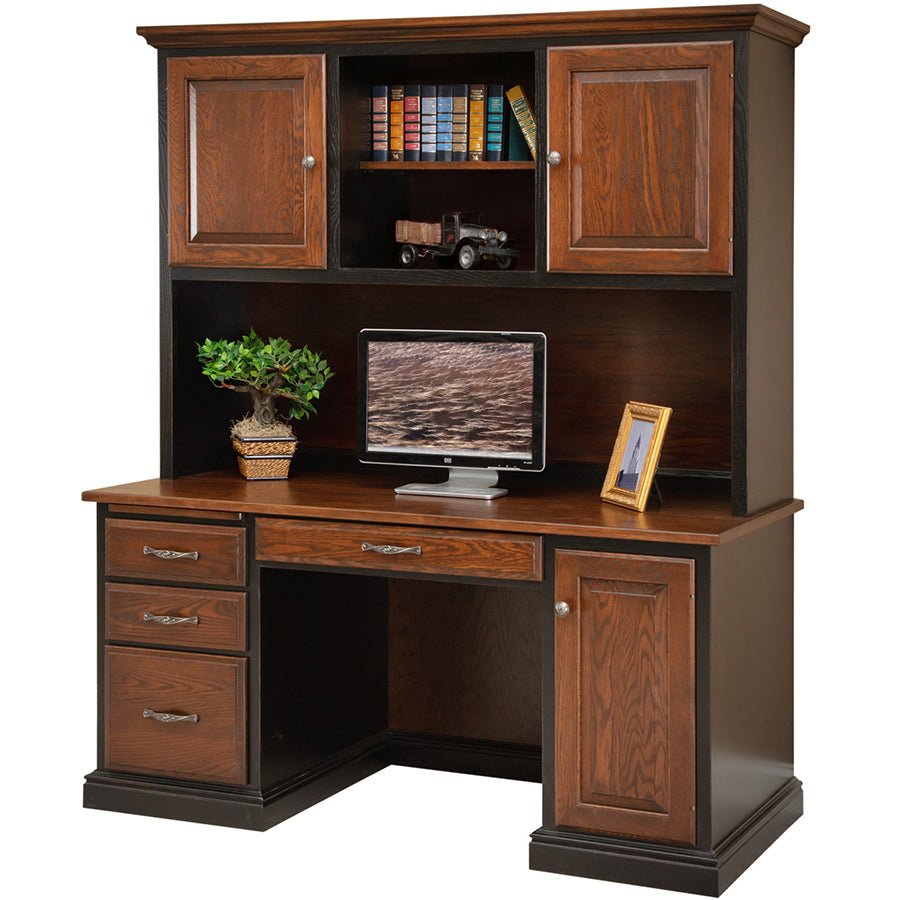 Amish Flat Top Computer Desk with Hutch